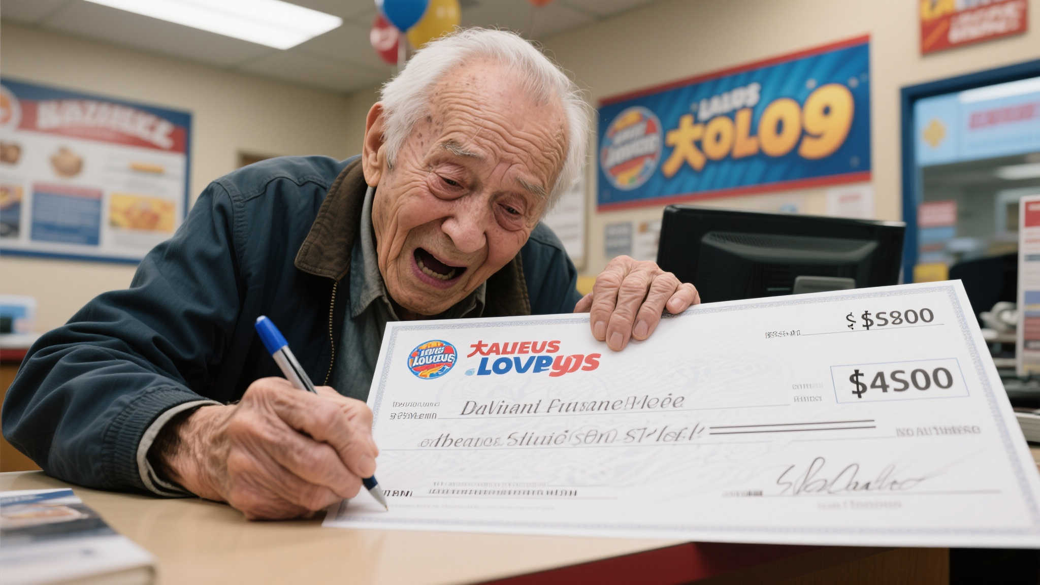 老伯27元击中4523万大乐透 领奖签名时难掩激动手颤不止