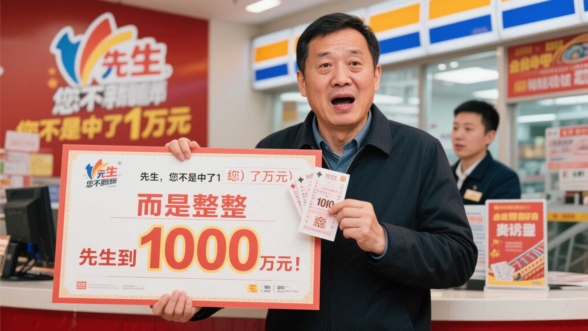 然而，当他拿着彩票去兑奖时，工作人员的一