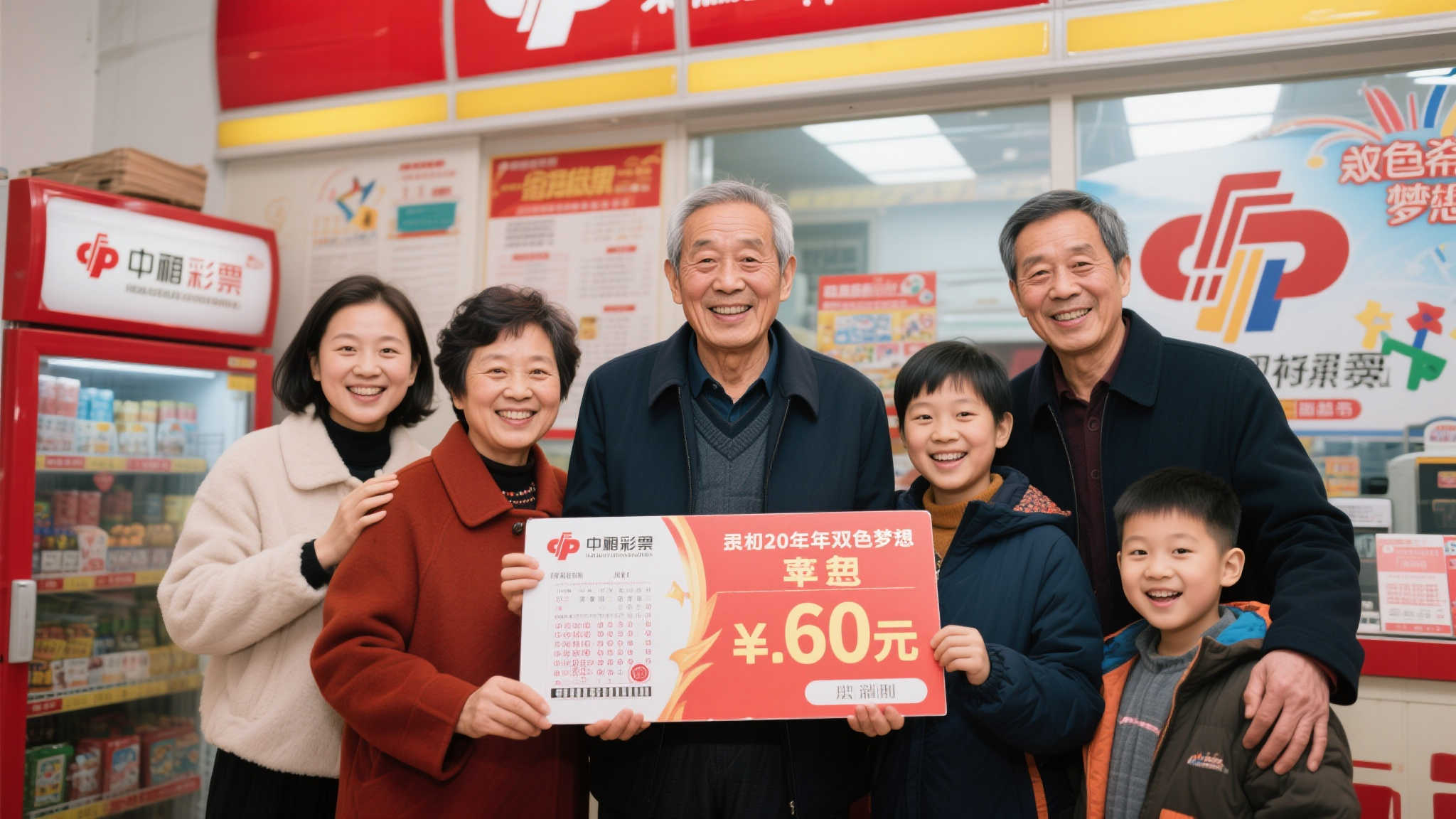 20年资深彩民机选喜获双色球60万 全家齐聚共庆兑奖